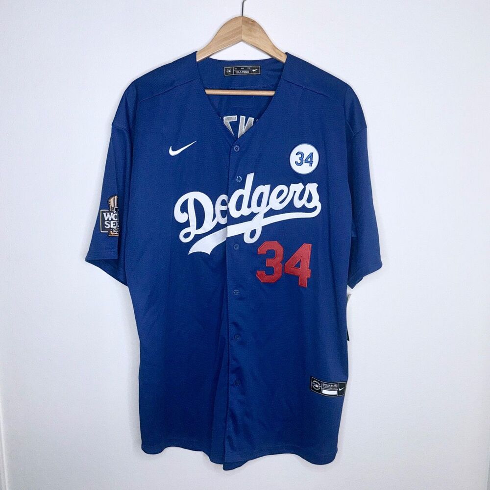 Fernando Valenzuela #34 Los Angeles Dodgers Blue 2024 World Series Jersey XXL